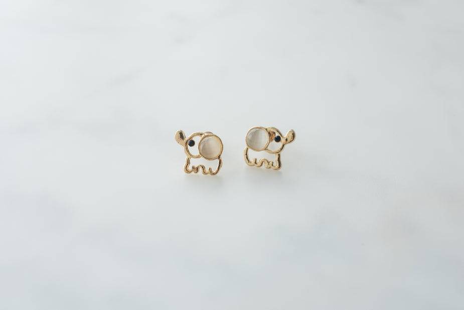 Gold Elephant Earrings - Dev Store