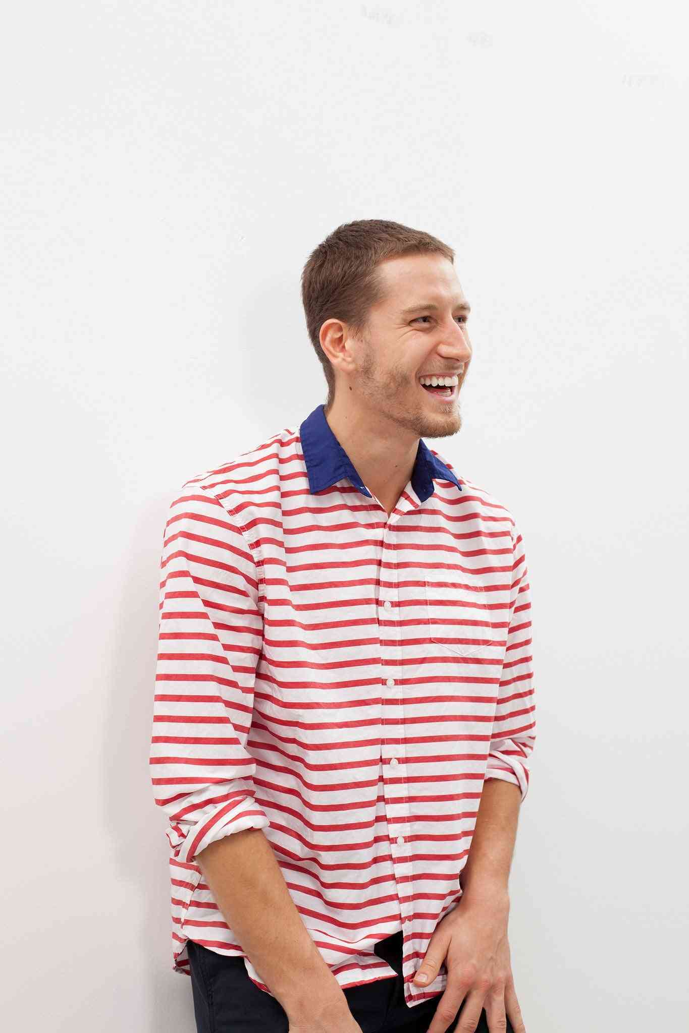 Luke Shirt in Red Stripe Frank & Eileen men's button-ups Small Red Stripe 7572880809