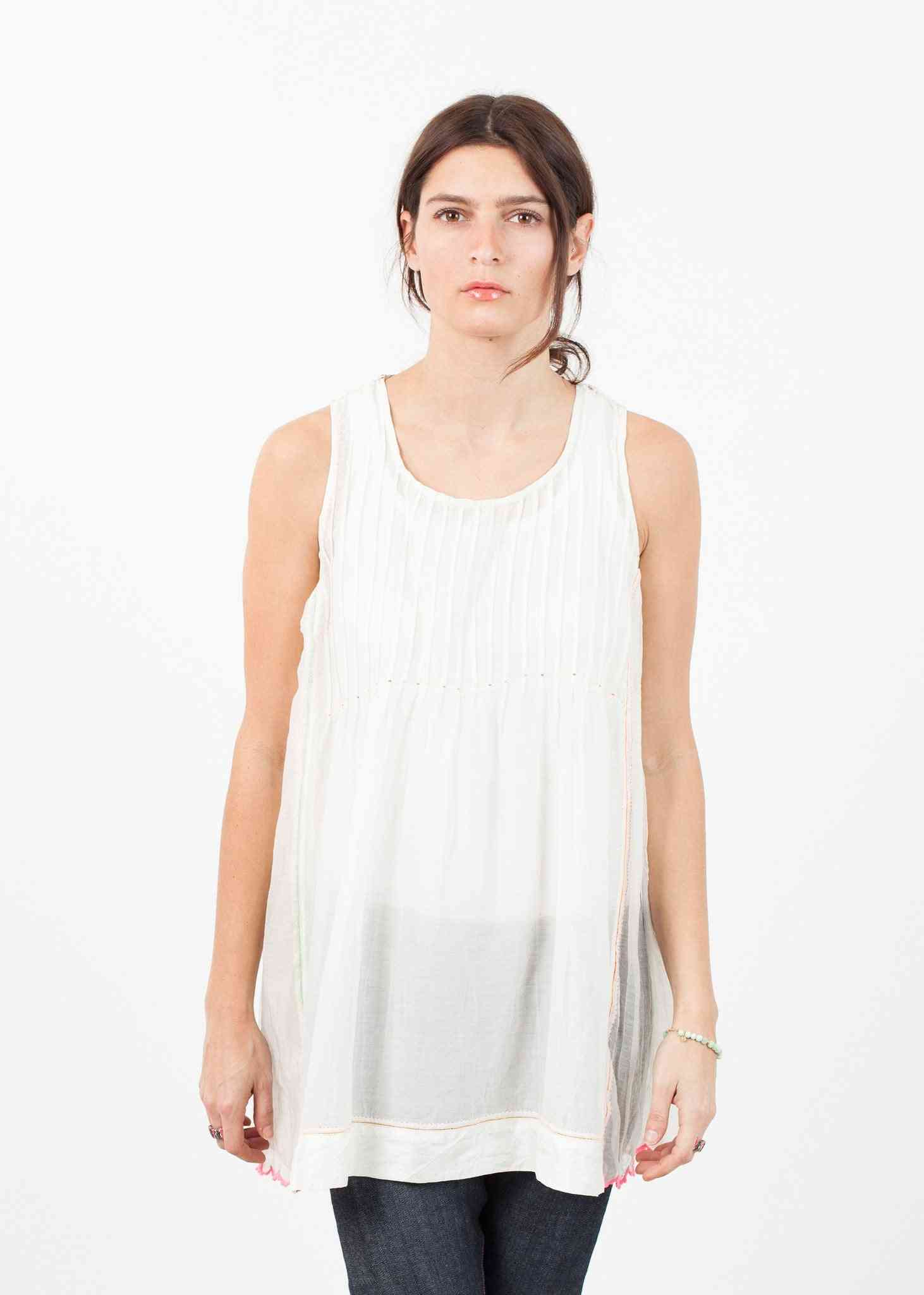 Babydoll Tank in White Pero women's tops White 38 7572880809