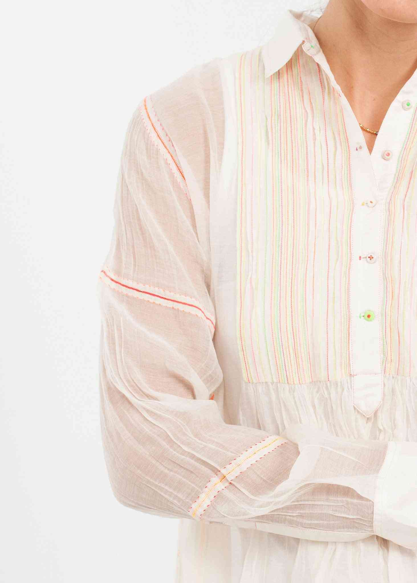 Sheer Rainbow Blouse in White Pero women's tops White 38 7572880809