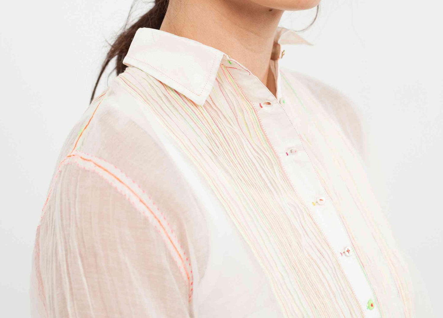 Sheer Rainbow Blouse in White Pero women's tops White 38 7572880809