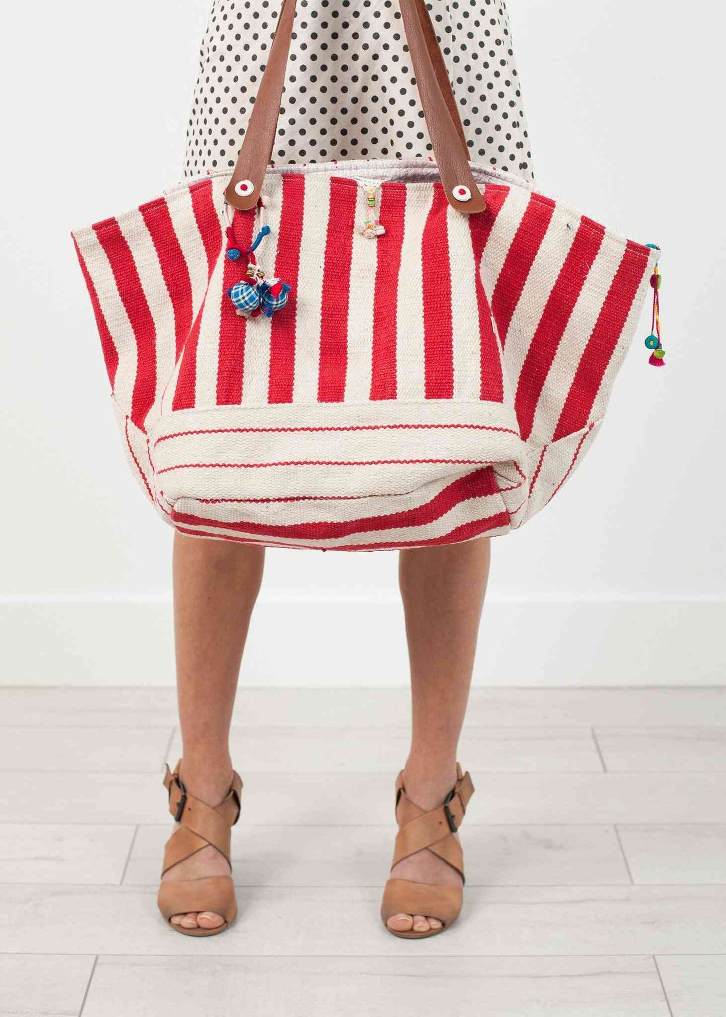 Woven Oversized Tote in Red Stripe Pero women's bags Red Stripe One Size 7572880809