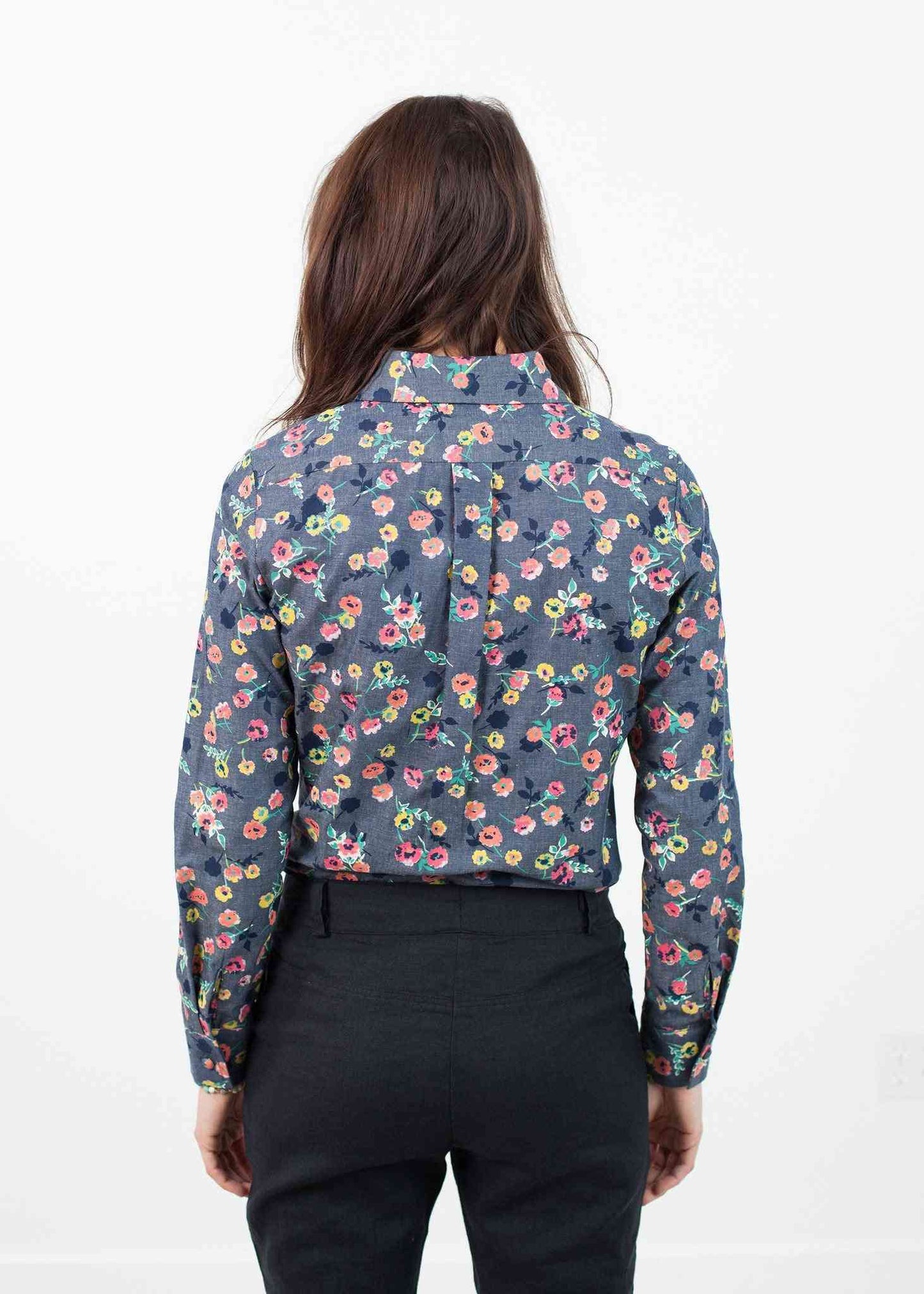 Long Sleeve Blouse in Black/Floral Harvey Faircloth women's button-ups Black/Floral 2 7572880809