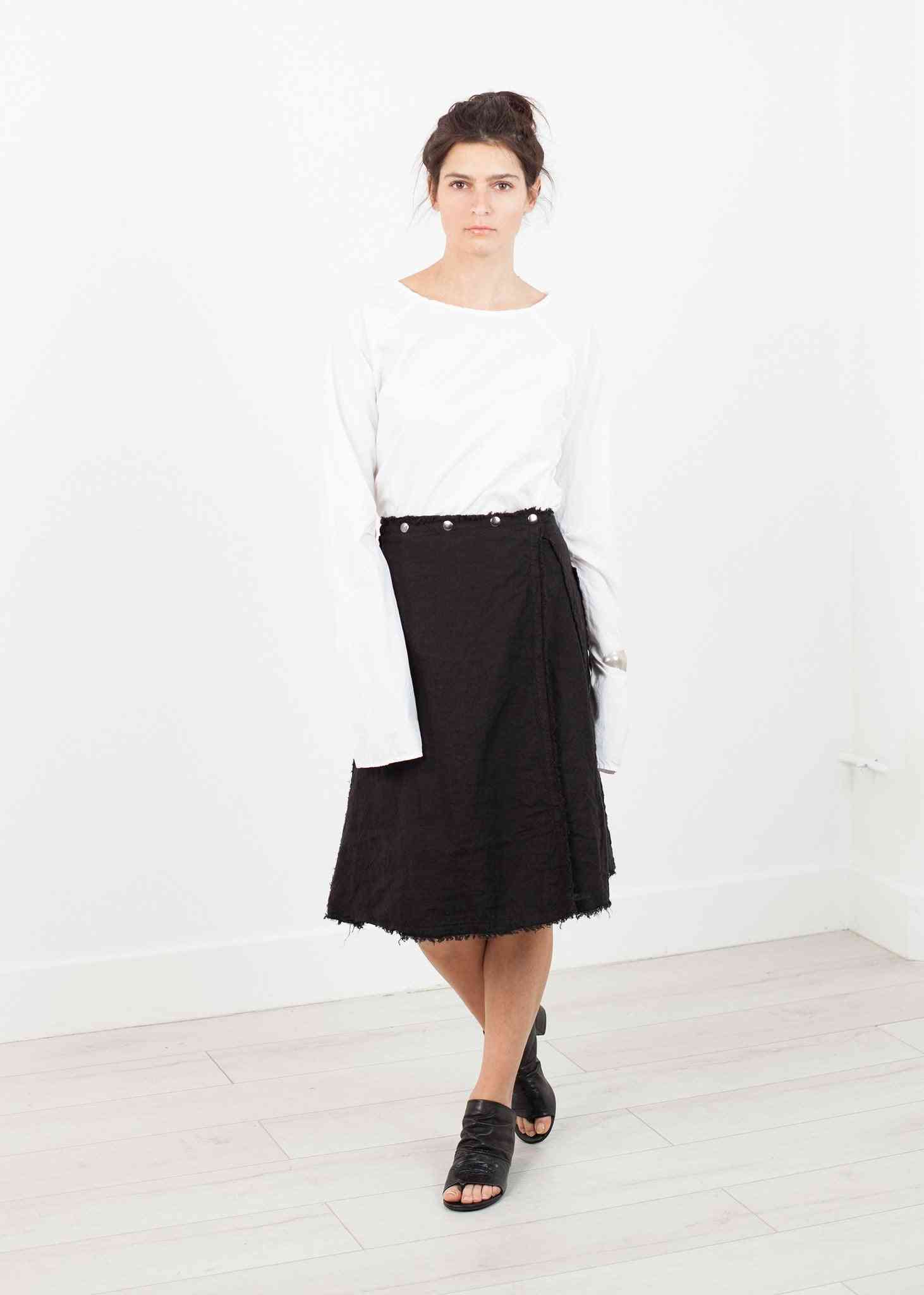 Wrap Snap Skirt in Black Pip-Squeak Chapeau women's skirts Black O/S 7572880809