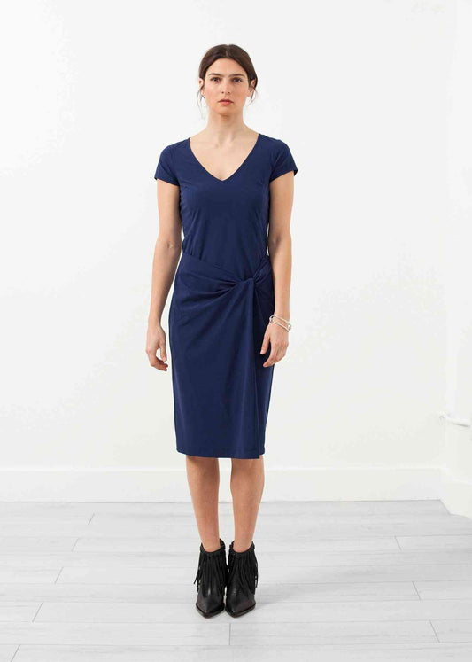 V-Neck Twist Dress Hovman women's dresses Blue 34 7572880809