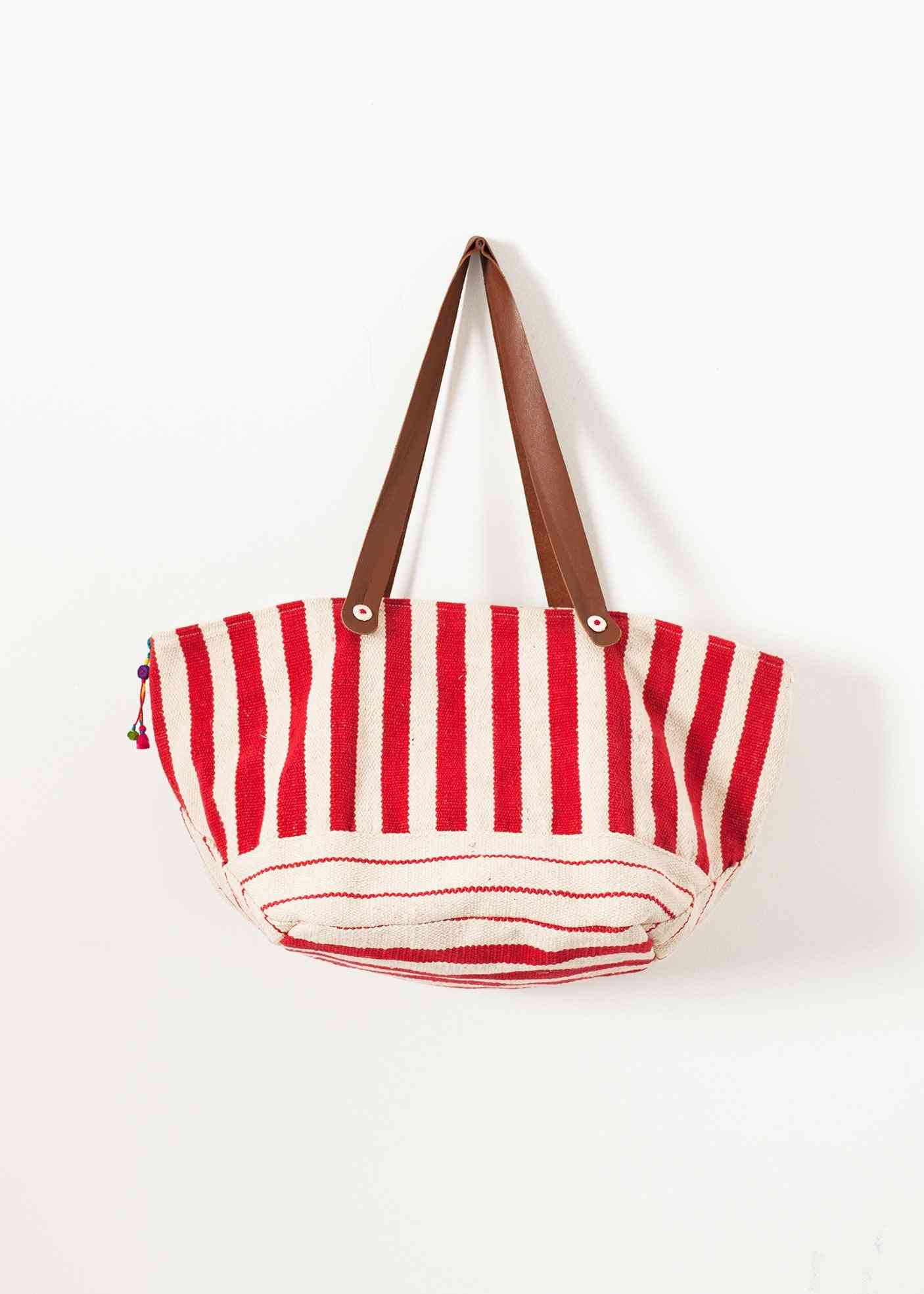 Woven Oversized Tote in Red Stripe Pero women's bags Red Stripe One Size 7572880809