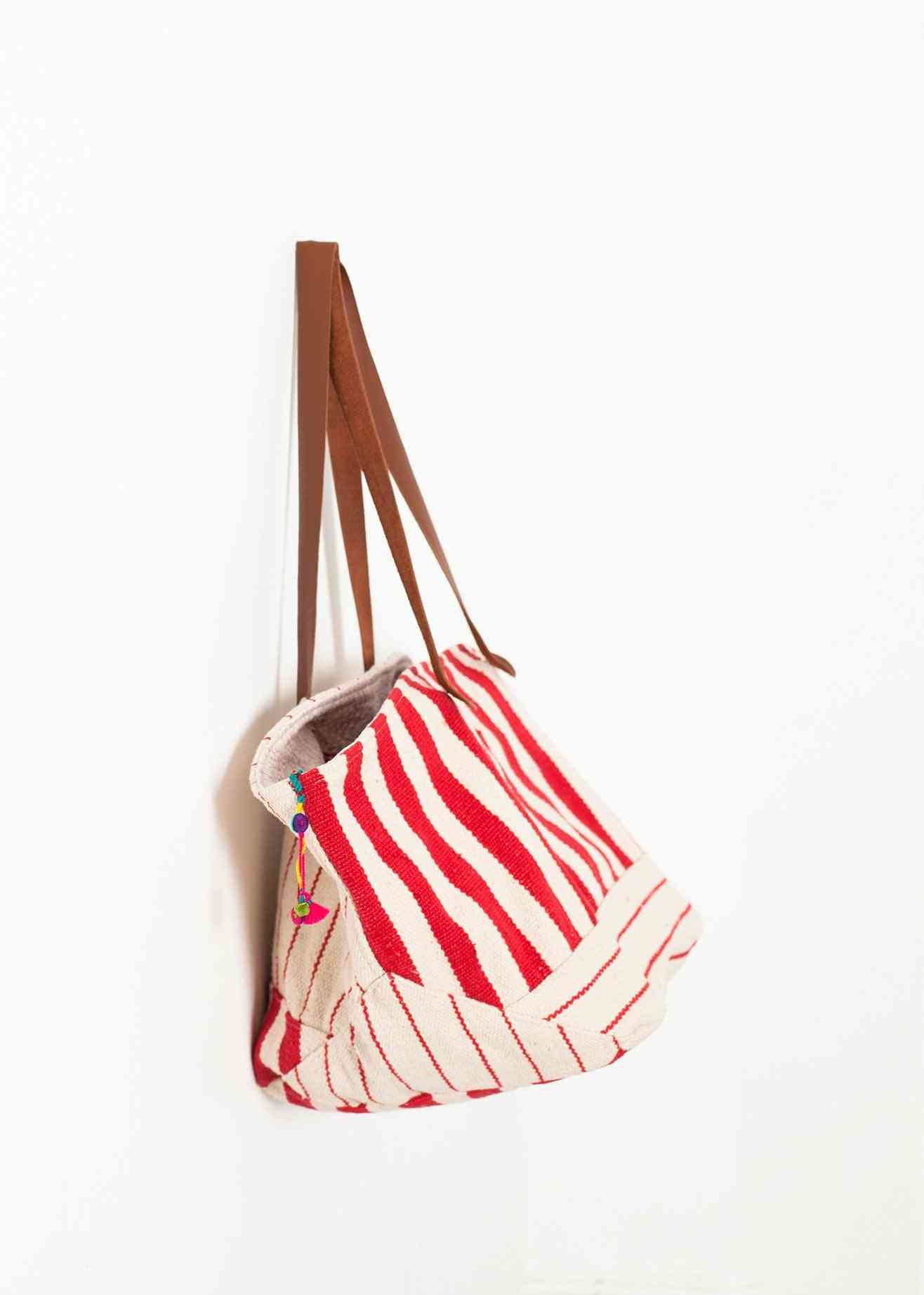 Woven Oversized Tote in Red Stripe Pero women's bags Red Stripe One Size 7572880809